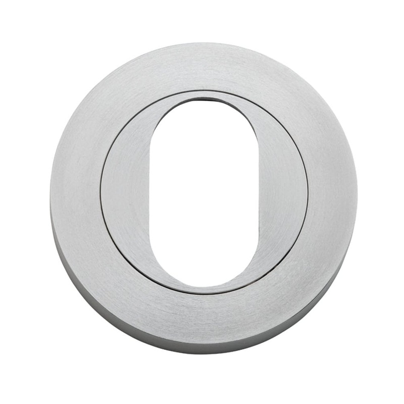 Escutcheon Oval Round Pair Brushed Chrome