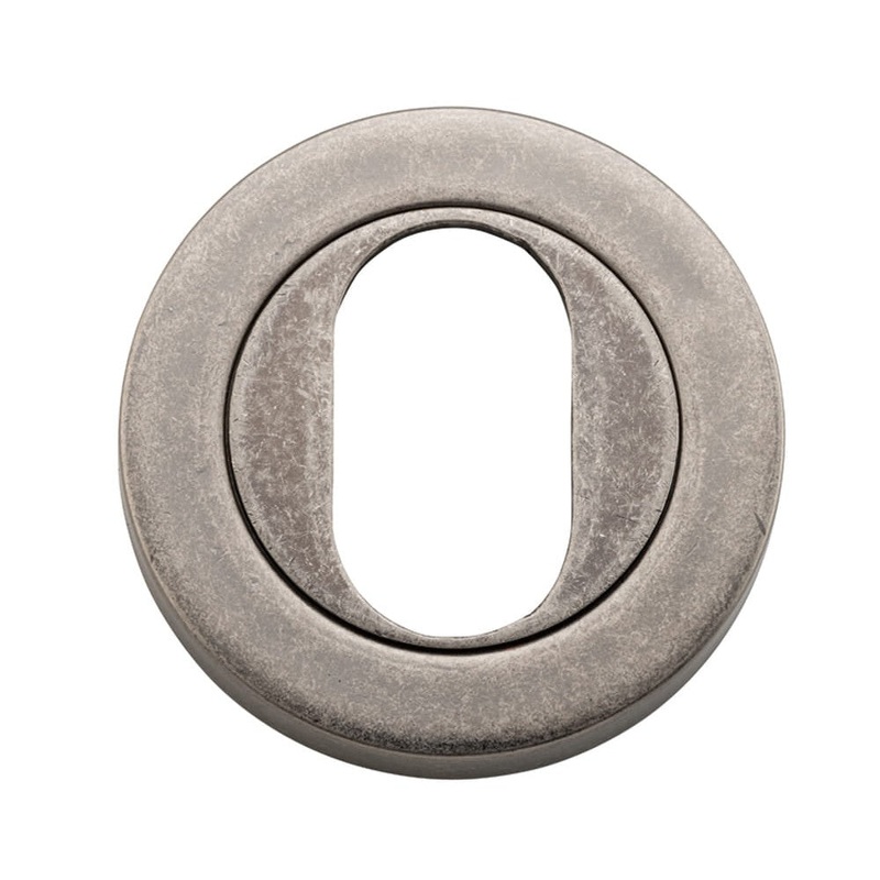 Escutcheon Oval Round Pair Distressed Nickel D52xP10mm