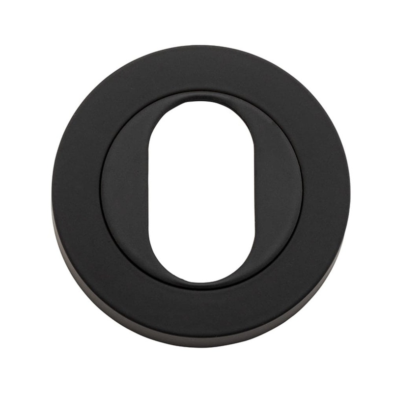 Escutcheon Oval Round Pair Matt Black