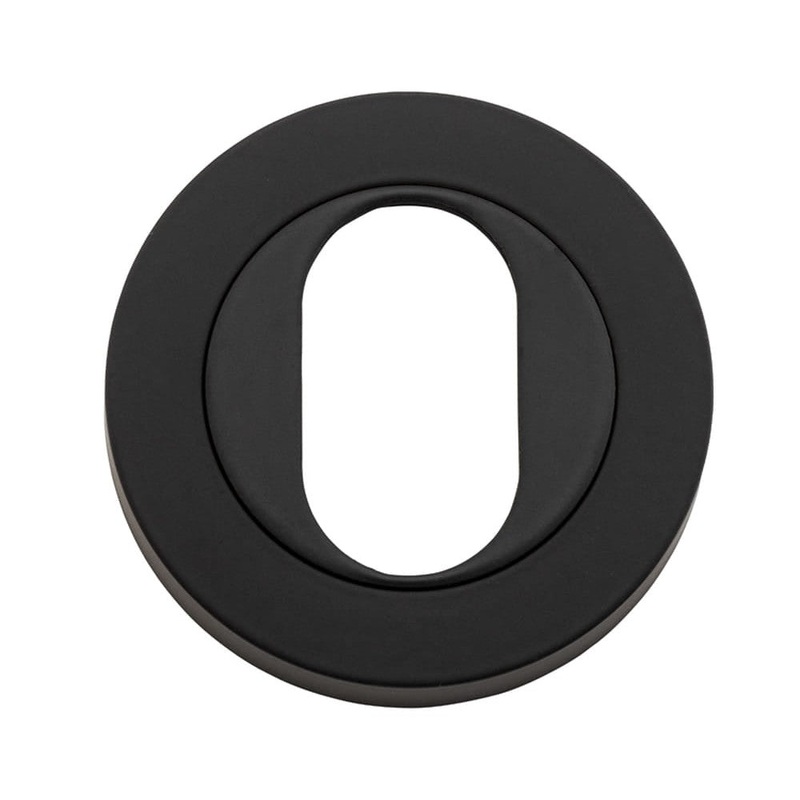 Escutcheon Oval Round Pair Matt Black D52xP10mm