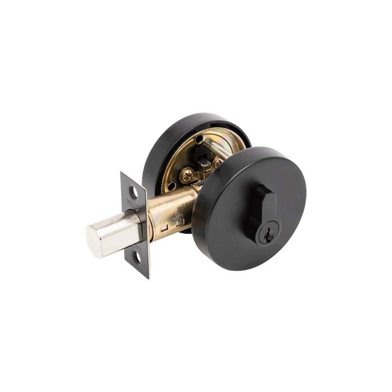 Zanda Round Slimline Deadbolt Double Cylinder Black