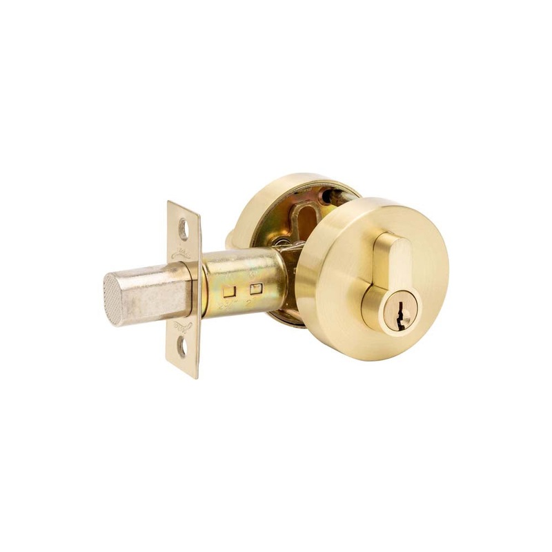 Zanda Round Slimline Deadbolt Double Cylinder Satin Brass
