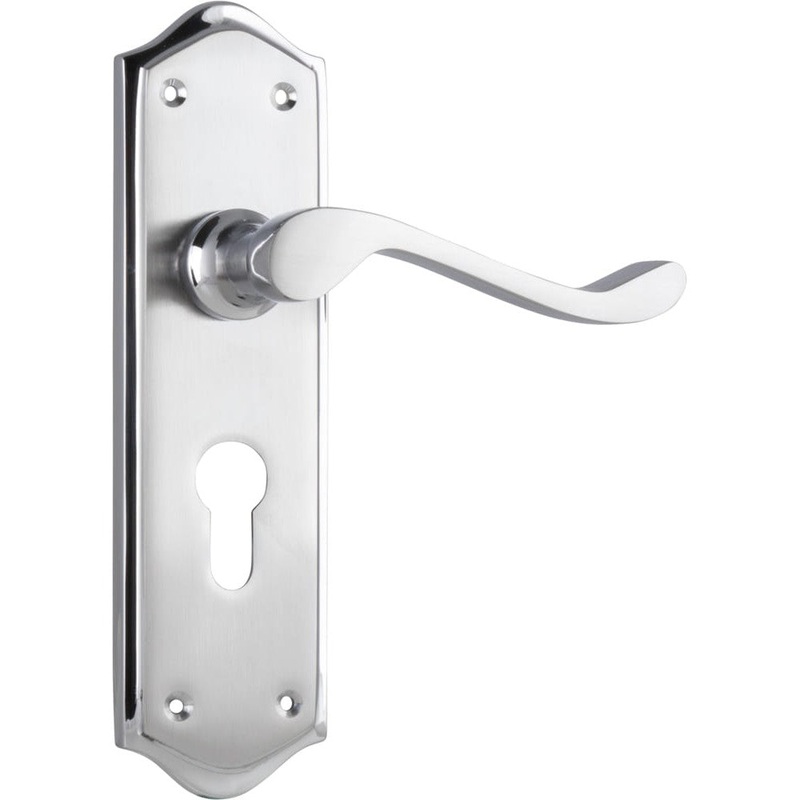 Door Lever Henley Euro Pair Satin Chrome