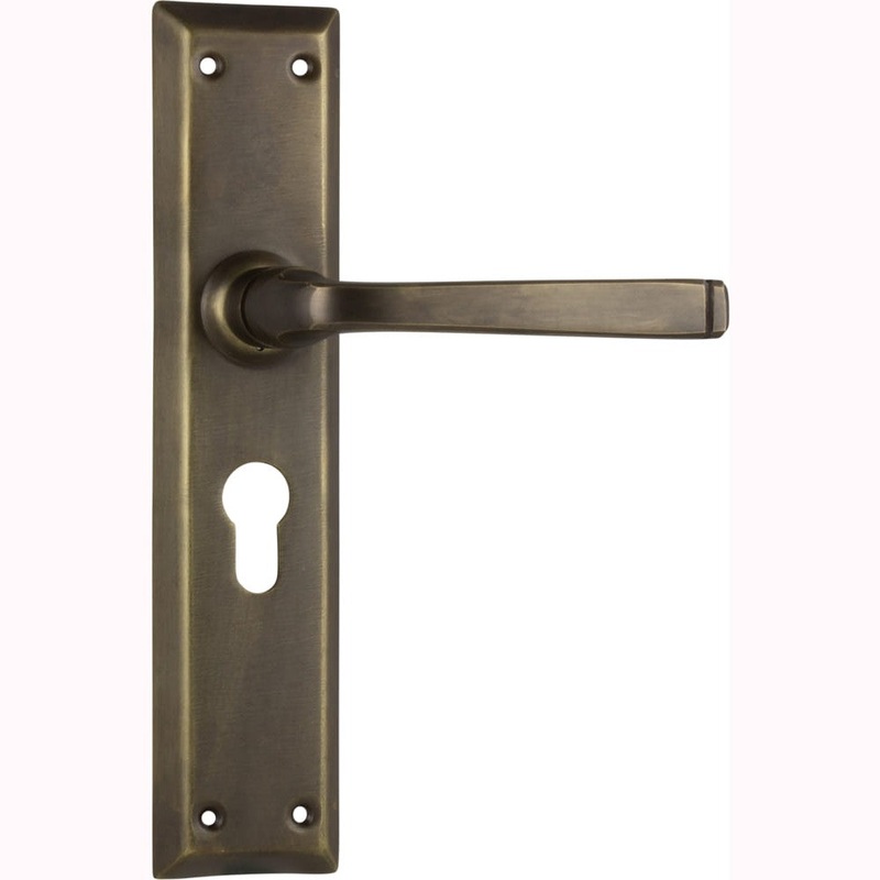 Door Lever Menton Euro Pair Antique Brass