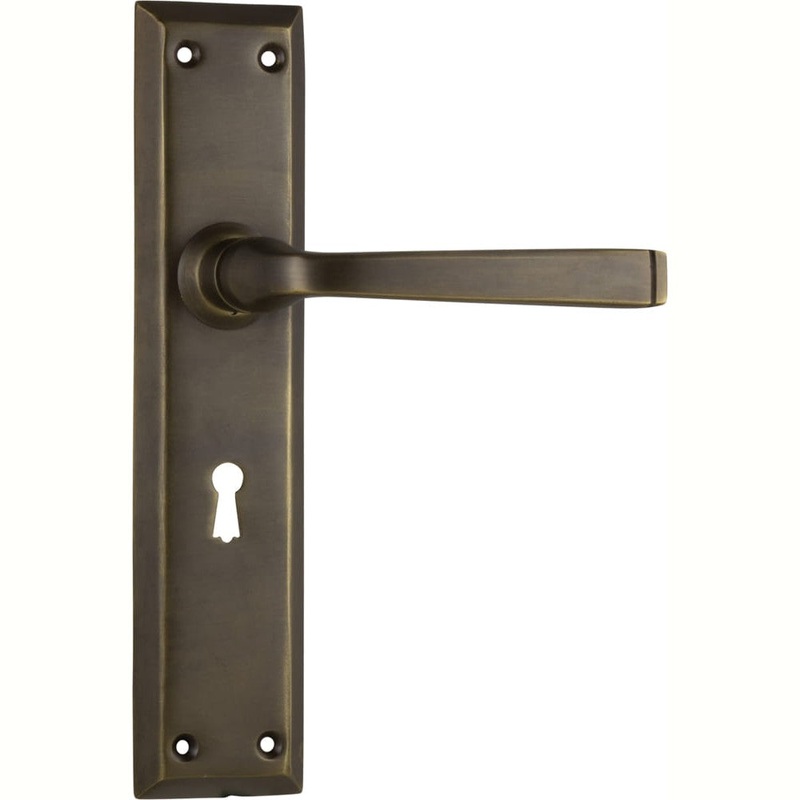 Door Lever Menton Lock Pair Antique Brass