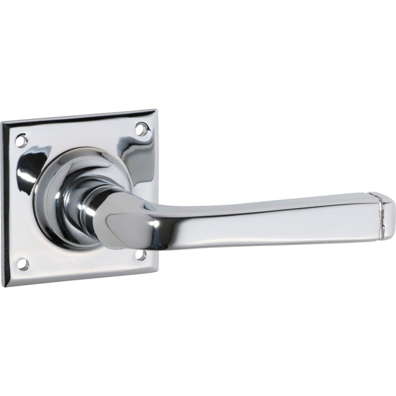 Door Lever Menton Square Rose Pair Chrome Plated