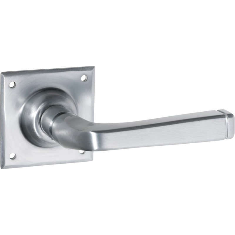 Door Lever Menton Square Rose Pair Satin Chrome