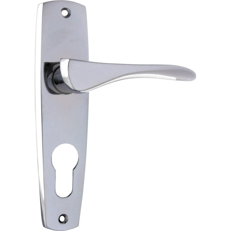 Door Lever Mid Century Euro Pair Chrome Plated