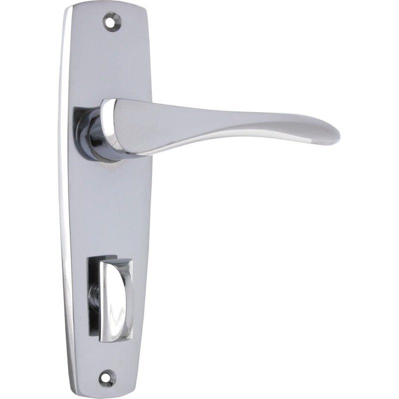 Door Lever Mid Century Privacy Pair Chrome Plated