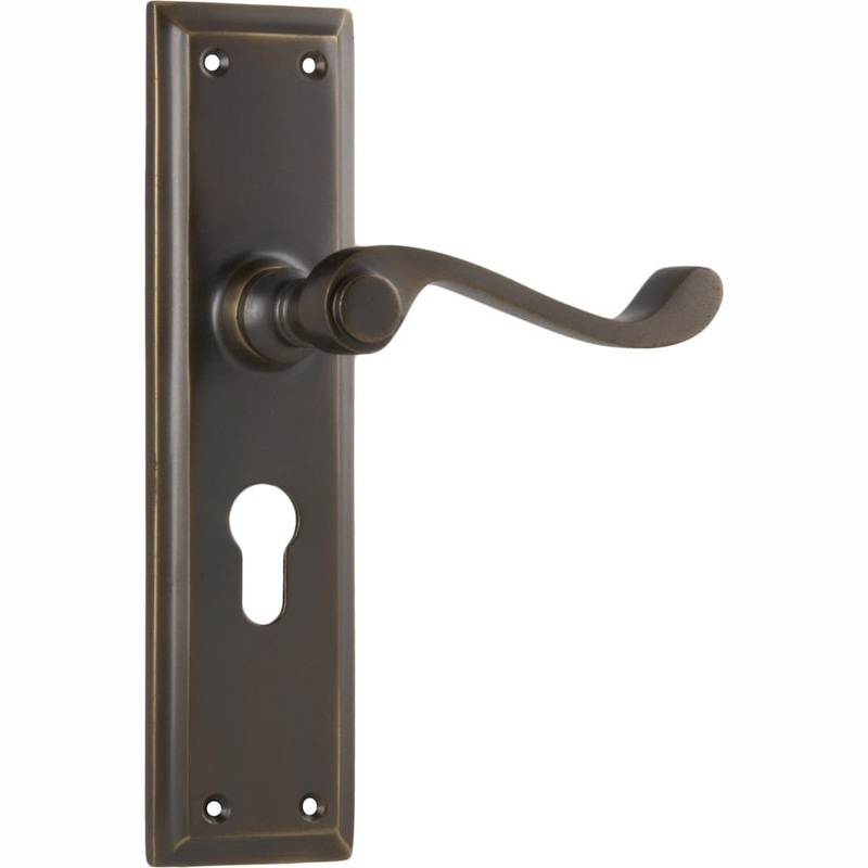 Door Lever Milton Euro Pair Antique Brass