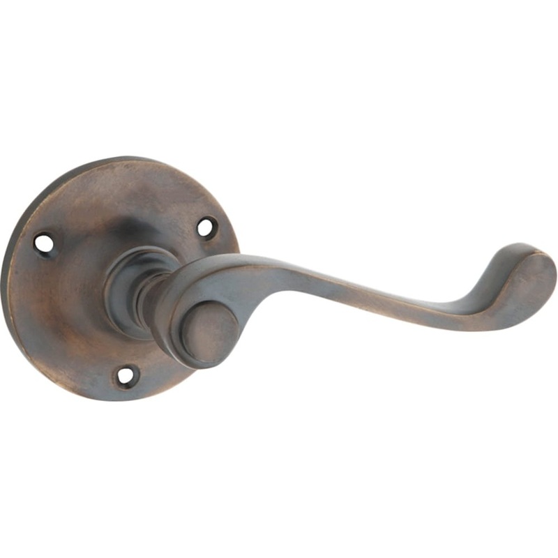 Door Lever Milton Round Rose Pair Antique Brass
