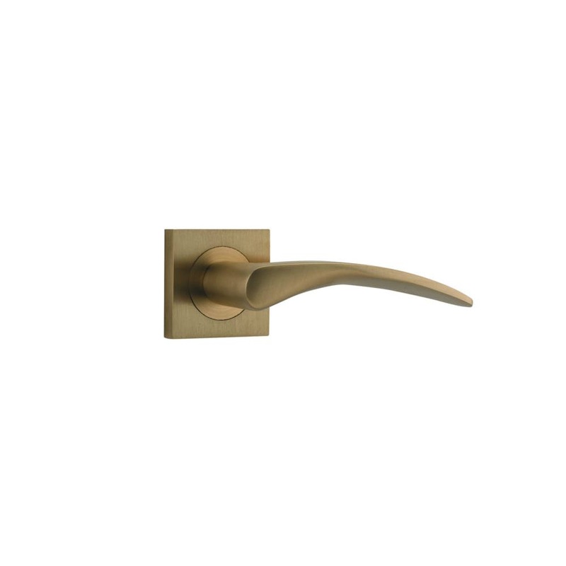 Door Lever Oxford Square Rose Brushed Brass
