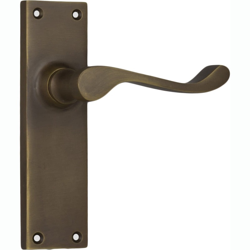 Door Lever Victorian Latch Pair Antique Brass