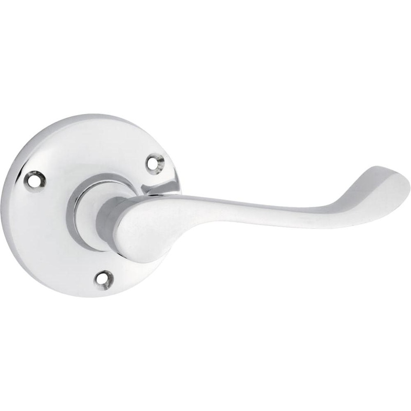Door Lever Victorian Round Rose Pair Chrome Plated