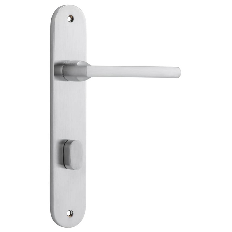 Door Lever Baltimore Oval Privacy Brushed Chrome
