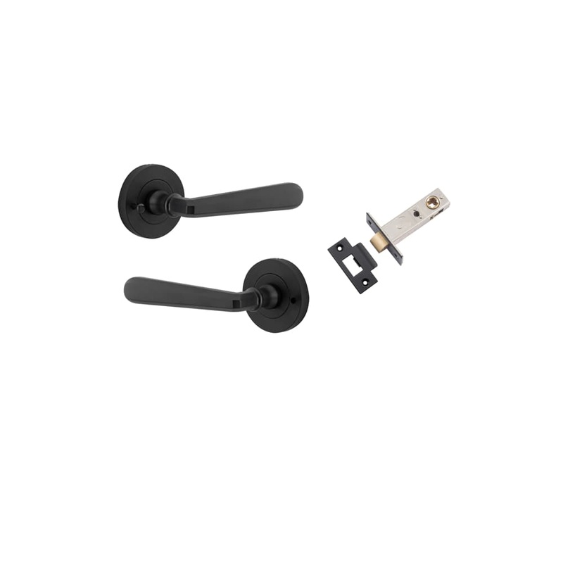Door Lever Copenhagen Round Rose Inbuilt Privacy kit Matt Black