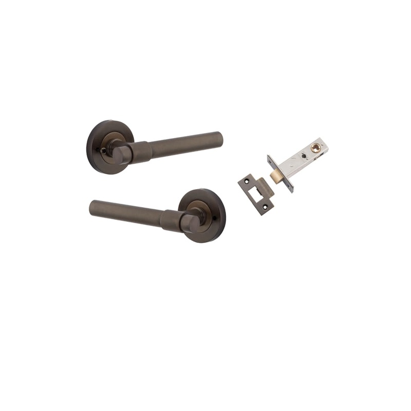 Door Lever Helsinki Round Rose Inbuilt Privacy Kit Signature Brass