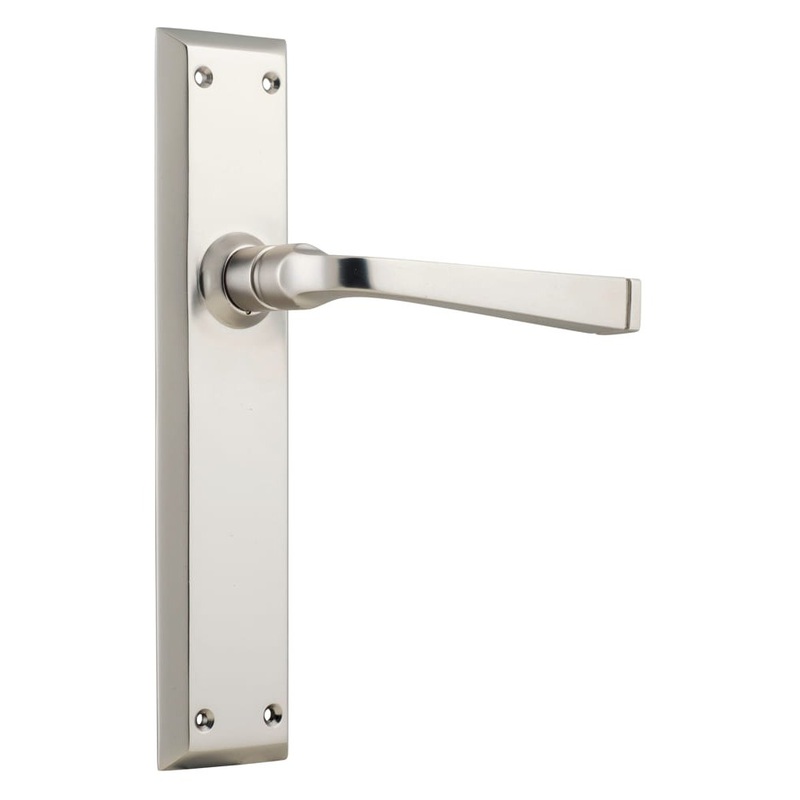 Door Lever Menton Latch Pair Satin Nickel
