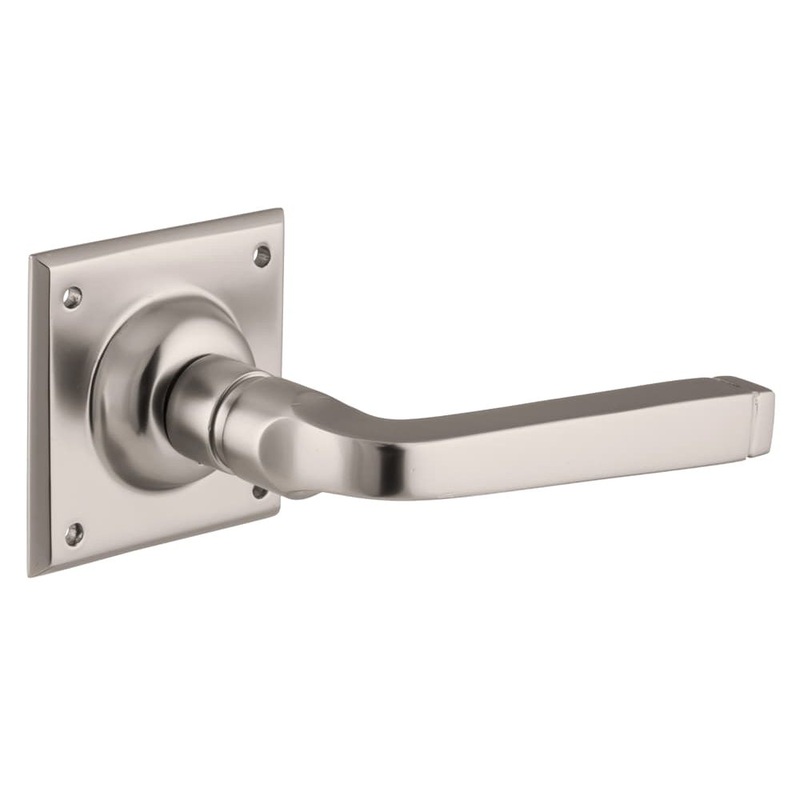 Door Lever Menton Square Rose Pair Satin Nickel