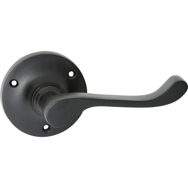 Door Lever Victorian Round Rose Pair Matt Black