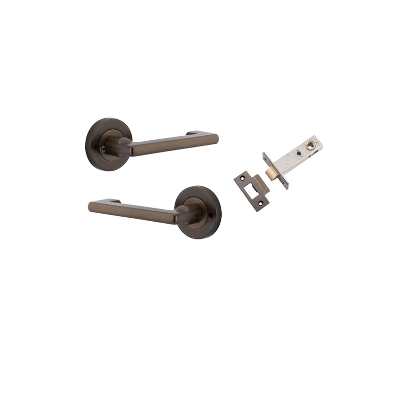 Door Lever Baltimore Return Round Rose Inbuilt Privacy Kit Signature Brass