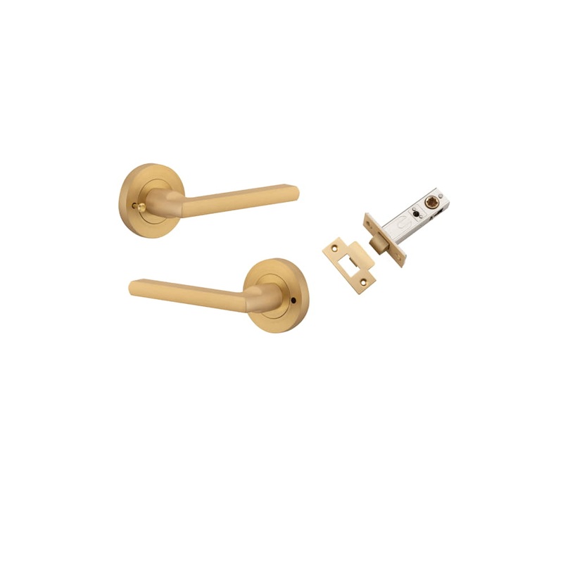 Door Lever Baltimore Round Rose Inbuilt Privacy kit Brushed Brass