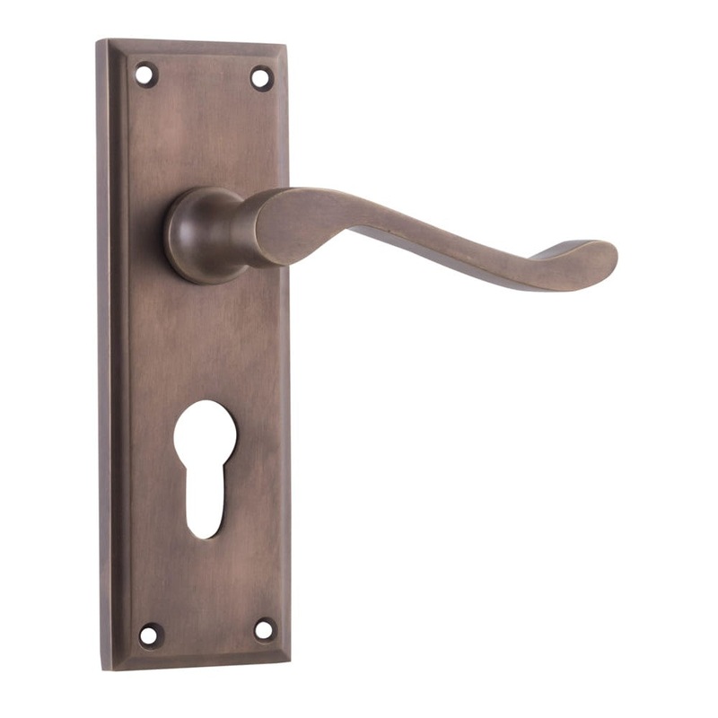 Door Lever Camden Euro Pair Antique Brass