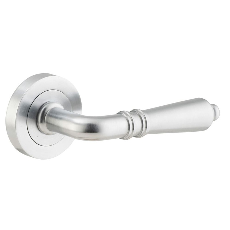 Door Lever Sarlat Round Rose Brushed Chrome