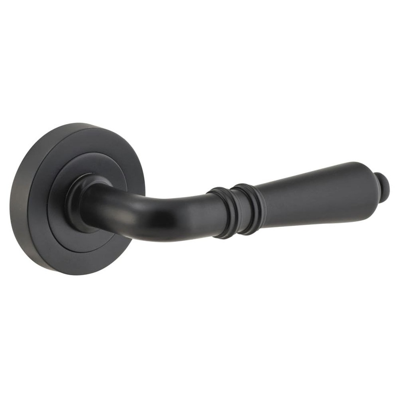 Door Lever Sarlat Round Rose Matt Black