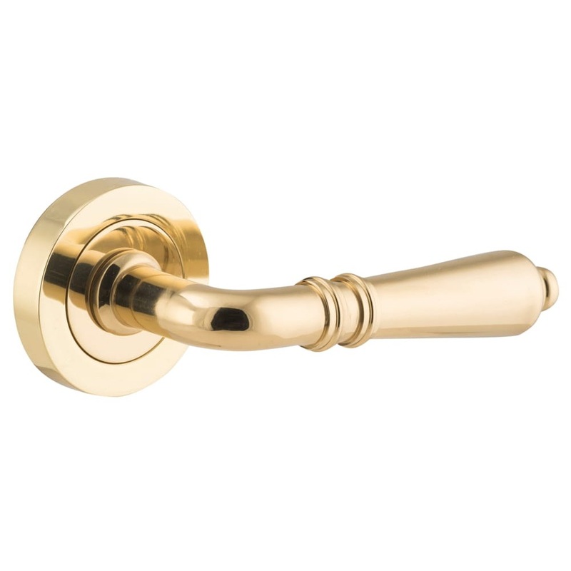 Door Lever Sarlat Round Rose Polished Brass