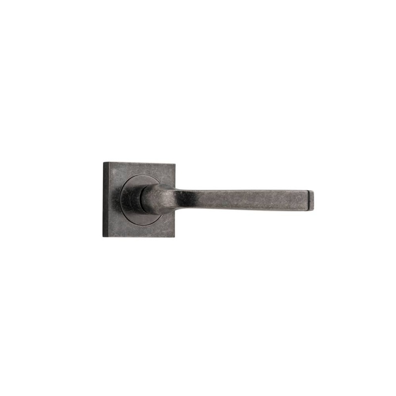 Door Lever Annecy Square Rose Distressed Nickel