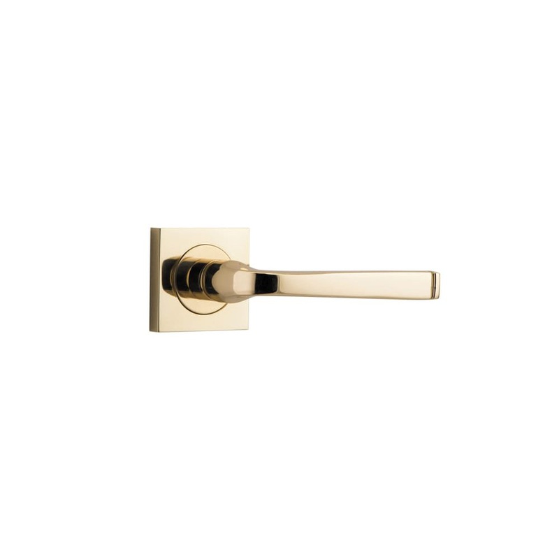 Door Lever Annecy Square Rose Polished Brass