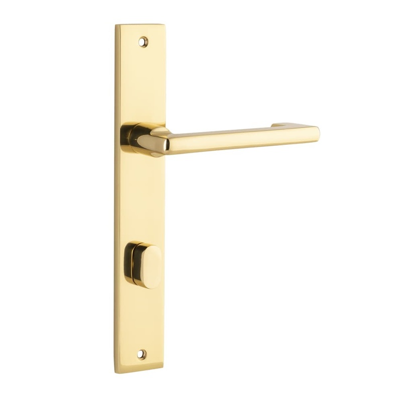 Door Lever Baltimore Return Rectangular Privacy Pair Polished Brass