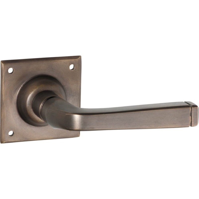 Door Lever Menton Square Rose Pair Antique Brass