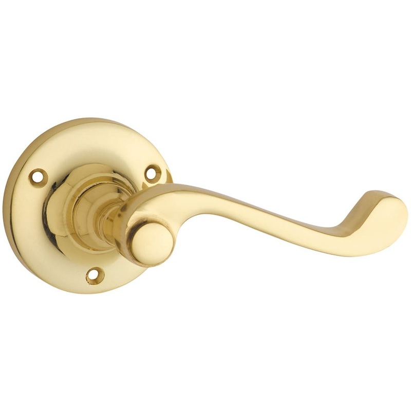 Door Lever Milton Round Rose Pair Polished Brass
