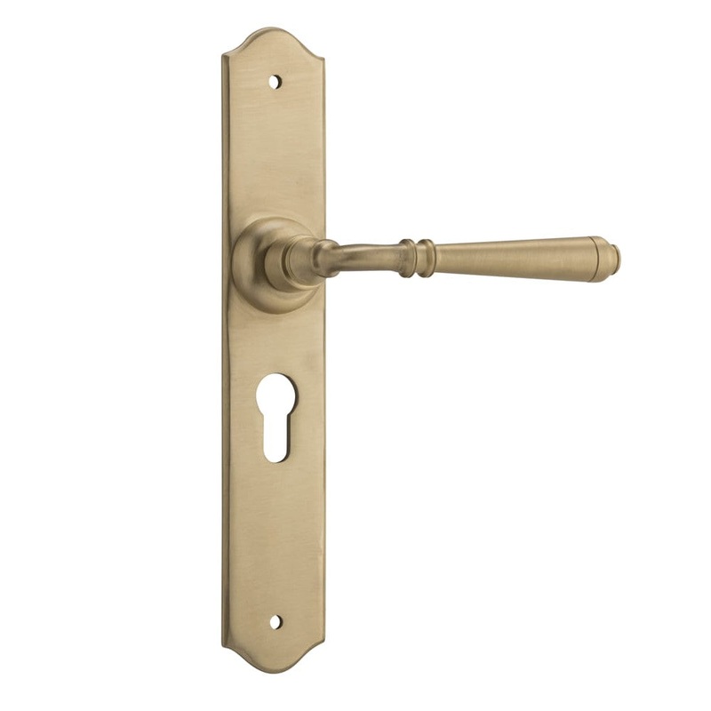 Door Lever Reims Euro Pair Unlacquered Satin Brass
