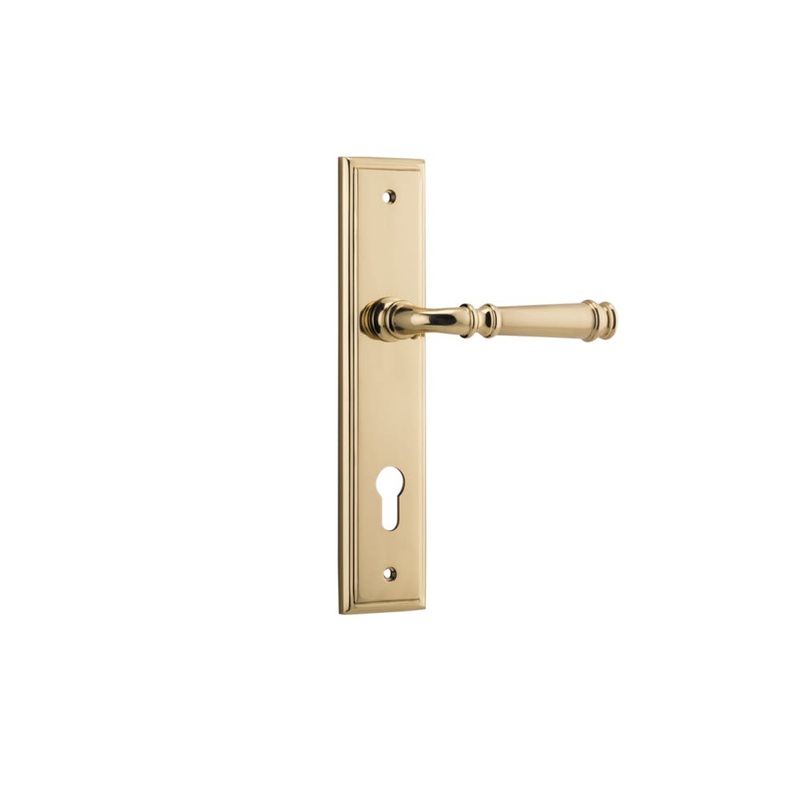 Door Lever Verona Stepped Euro Polished Brass