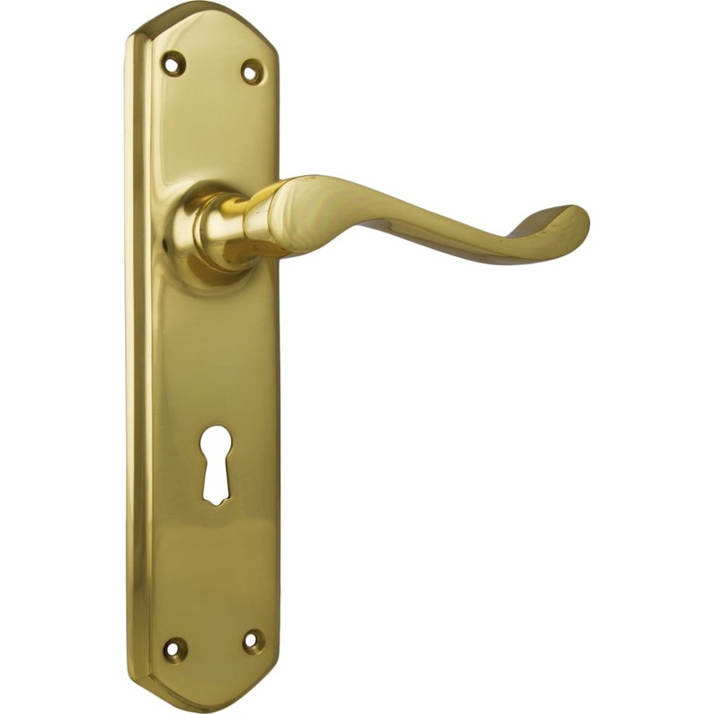 Door Lever Windsor Lock Pair Unlacquered Polished Brass