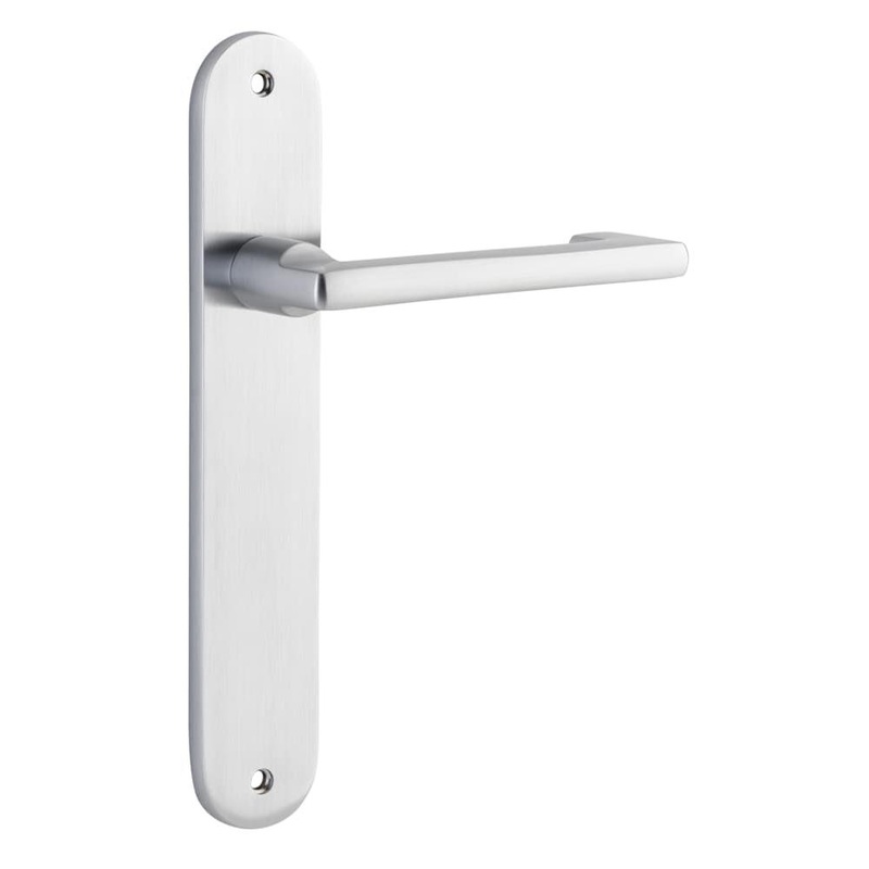 Door Lever Baltimore Return Oval Latch Pair Brushed Chrome