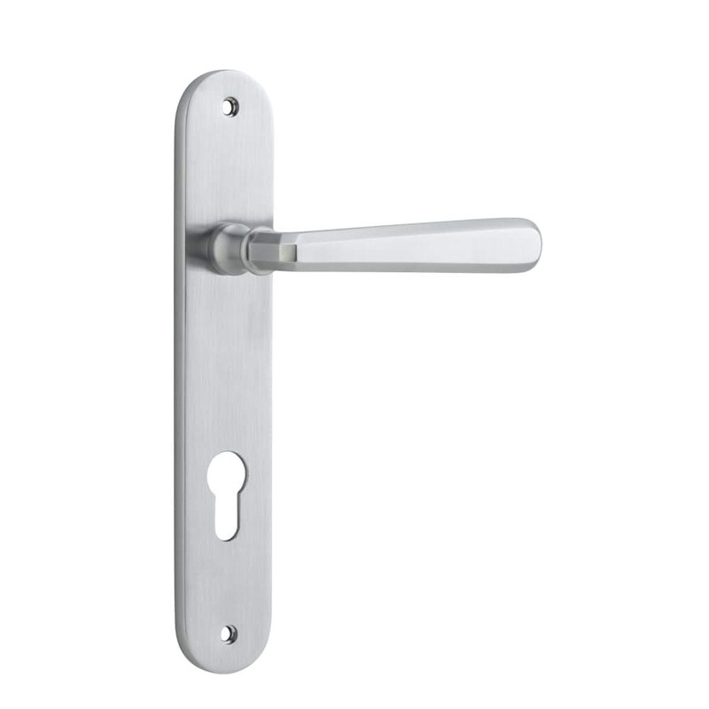 Door Lever Copenhagen Oval Euro Pair Brushed Chrome