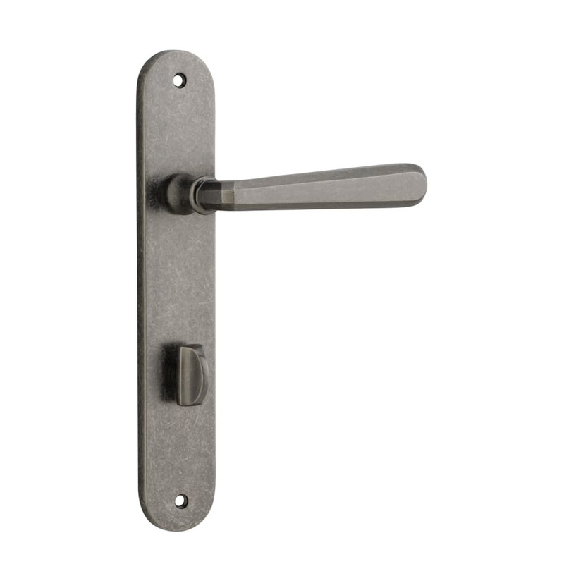 Door Lever Copenhagen Oval Privacy Pair Distressed Nickel