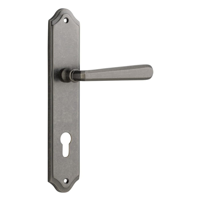 Door Lever Copenhagen Shouldered Euro Pair Distressed Nickel