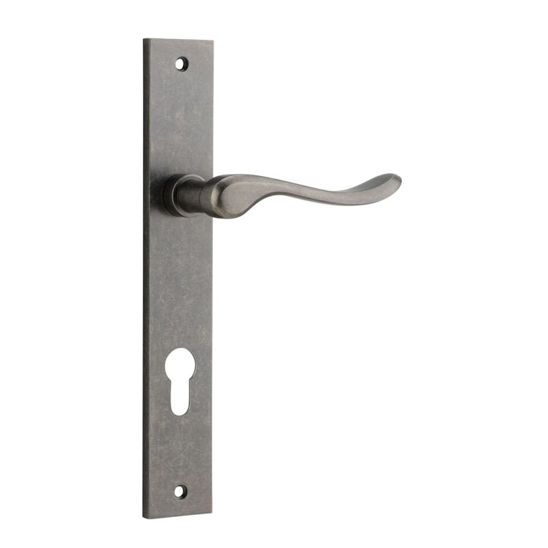 Door Lever Stirling Rectangular Euro Pair Distressed Nickel