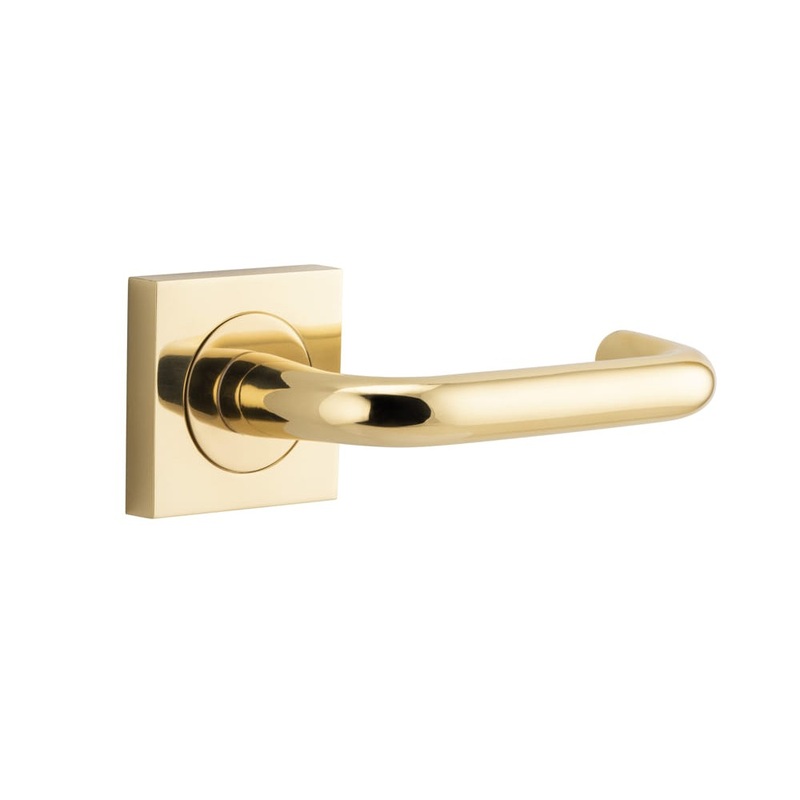 Door Lever Oslo Square Rose Polished Brass