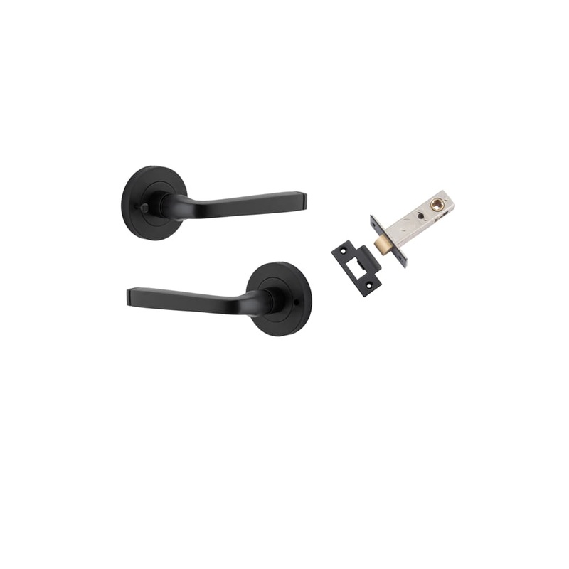 Door Lever Annecy Round Rose Inbuilt Privacy kit Matt Black