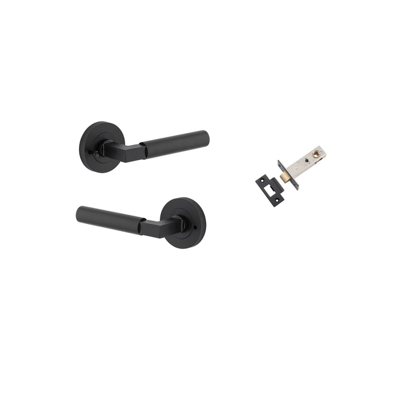 Door Lever Berlin Round Rose Inbuilt Privacy Kit Matt Black
