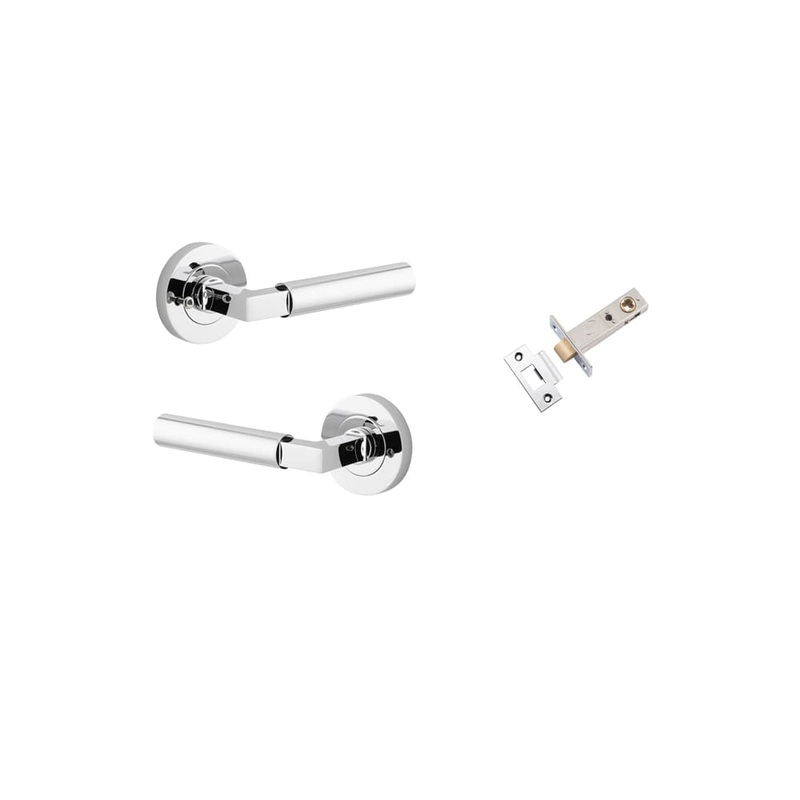 Door Lever Berlin Round Rose Inbuilt Privacy Kit Polished Chrome