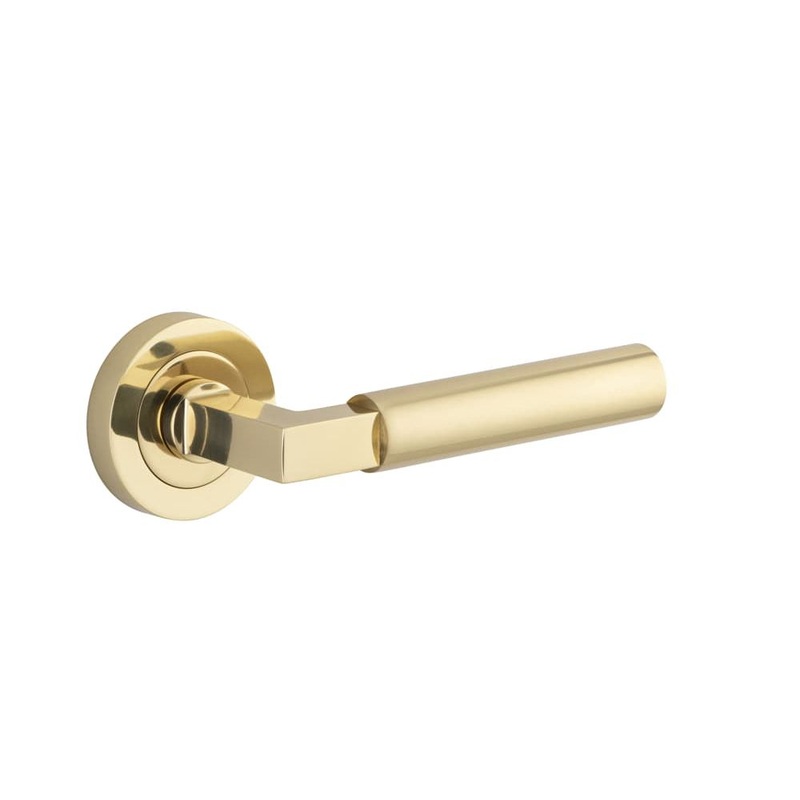 Door Lever Berlin Round Rose Polished Brass