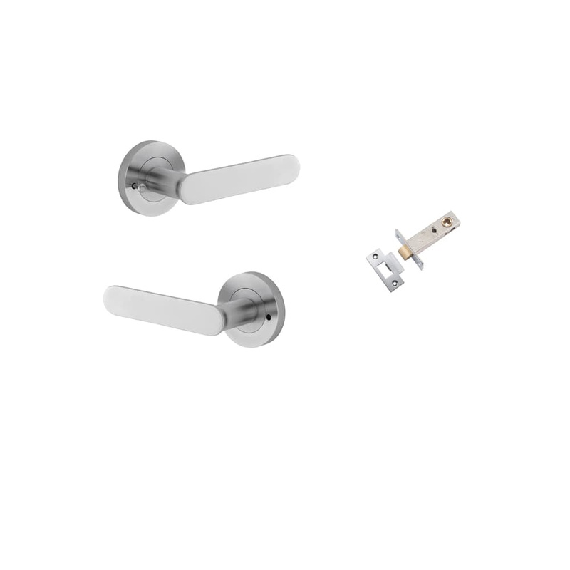 Door Lever Bronte Round Rose Inbuilt Privacy Kit Brushed Chrome