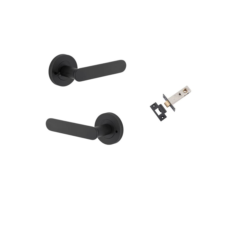 Door Lever Bronte Round Rose Inbuilt Privacy Kit Matt Black